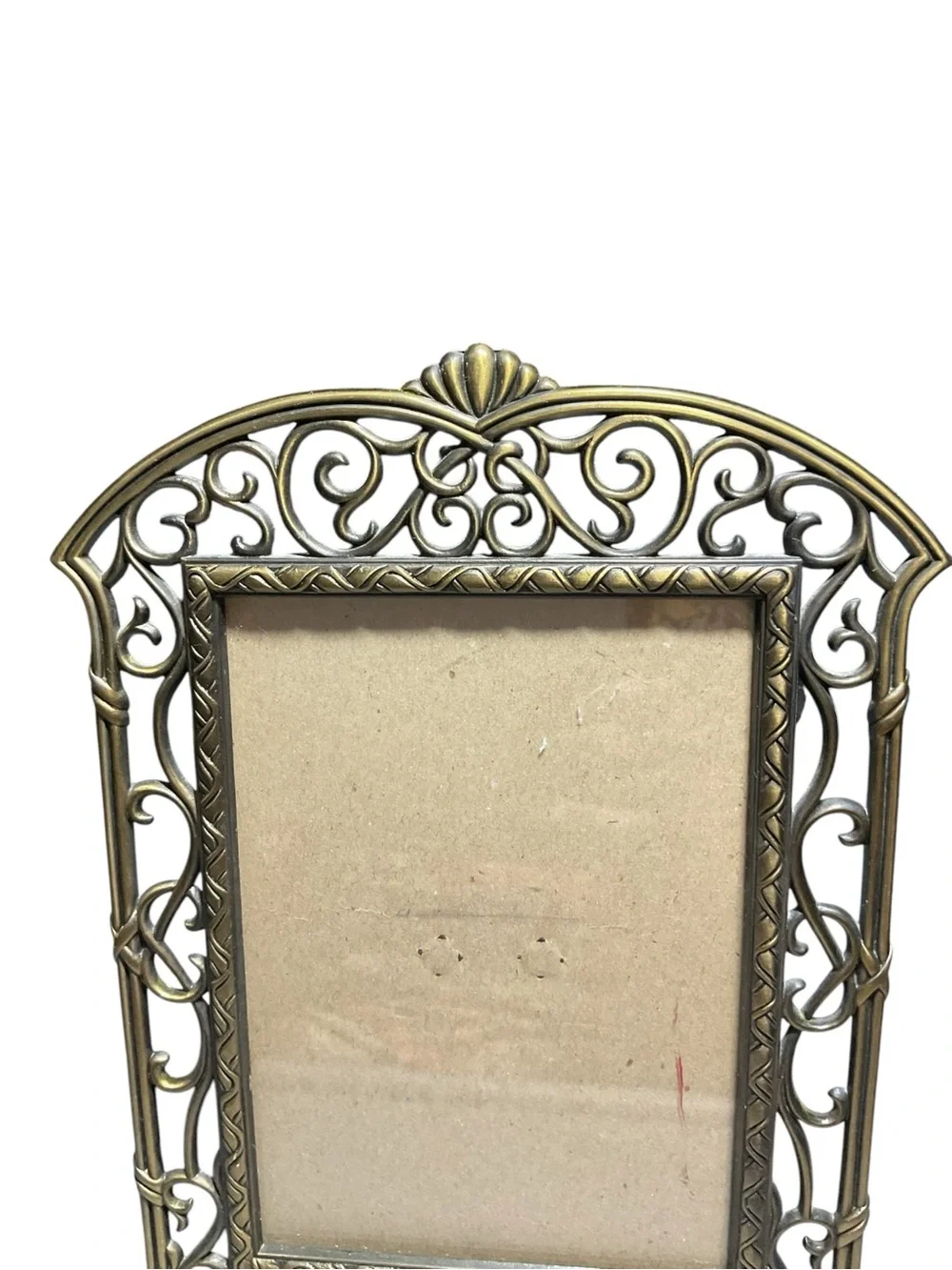 Vintage Ornate Gold Tone Bronze Picture Frame Victorian Scrollwork Filigree 5x7